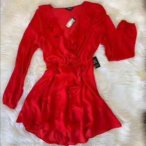 [Express] Red Ruffle Wrap Dress